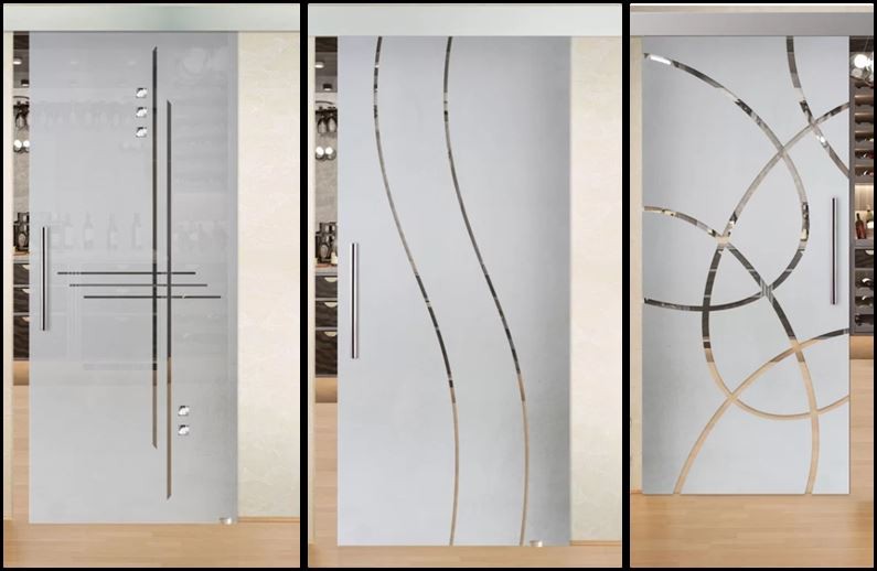 sliding glass sandblasted doors