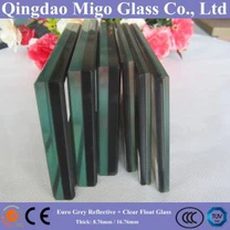 Vetro float trasparente + riflettente grigio euro / vetro di sicurezza laminato colorato